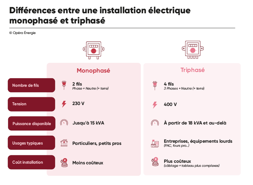 Différences monophasé et triphasé